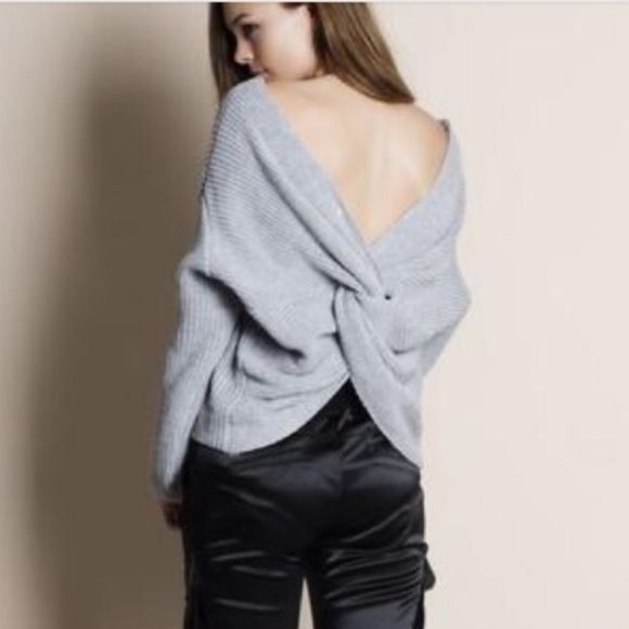 Miracle Sweaters - Miracle Twist Back Cable Knit V-Neck Sweater